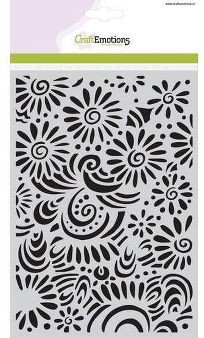 CraftEmotions Mask stencil bloemen met krullen A5