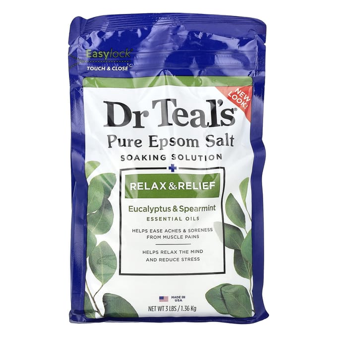 Dr. Teal's, Pure Epsomzout Badoplossing, Eucalyptus en Munt, 1,36 kg (1,36 kg) blue
