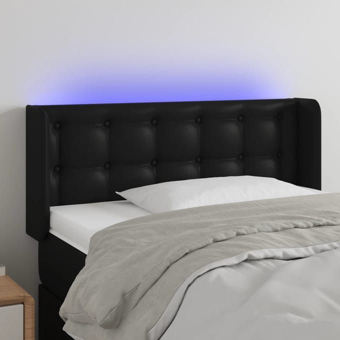 vidaXL - Hoofdbord - LED - 93x16x78/88 - cm - kunstleer - zwart