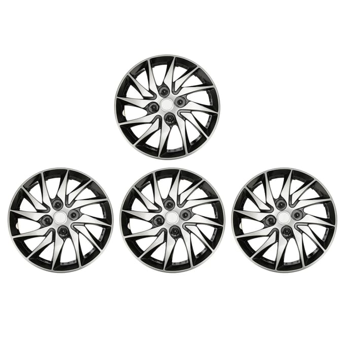 4 Stuks Wielen Velgdeksel Zilver Zwart Hoge Bescherming Stijlvol Stevig 14 Inch Naafkap Wieldeksels voor black