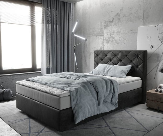 Boxspringbed Dream-Great microvezel antraciet Vintage 140x200 met matras en topper