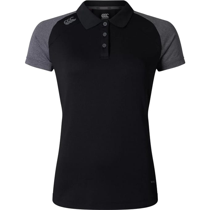 Canterbury Dames Elite Polo Shirt (Zwart/Magneetgrijs)