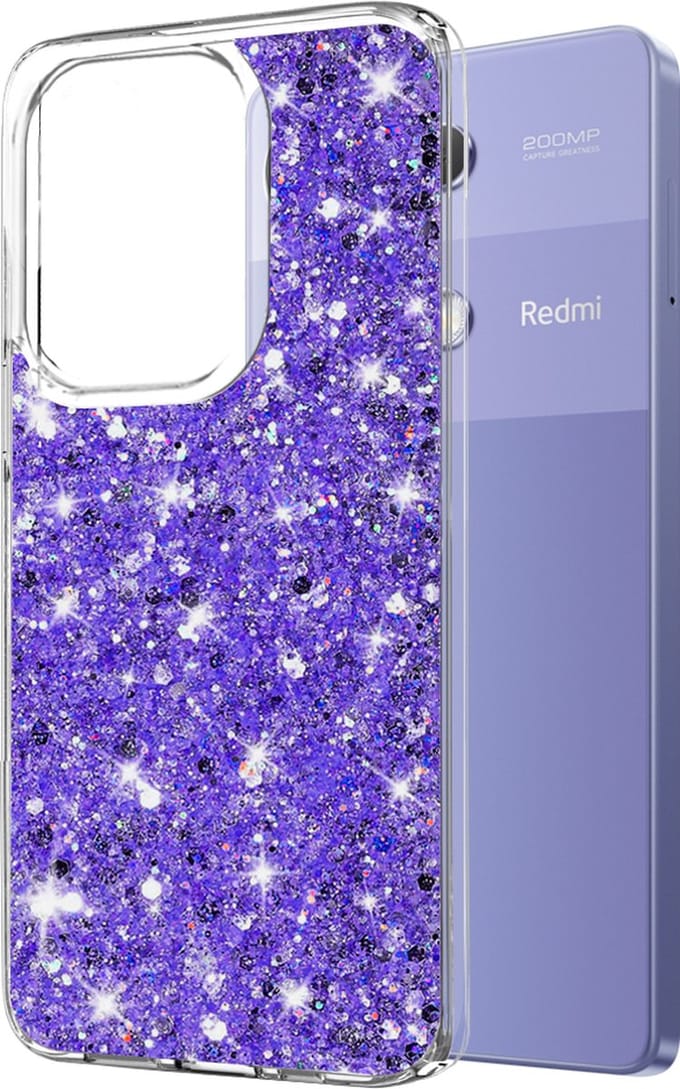 Techsuit Sparkly Glitter Back Cover hoesje voor Xiaomi Redmi Note 13 Pro / Xiaomi Poco M6 Pro - Paars