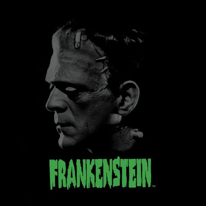 Universal Monsters Frankenstein Greyscale T-shirt - Zwart - L