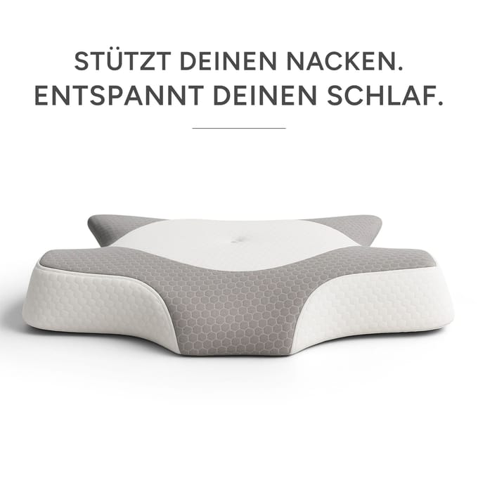 SHAPEVITAL OrthoStar - Orthopedisch Hoofdkussen - Traagschuim - Vlinderkussen - Ergonomisch - Wit/Grijs