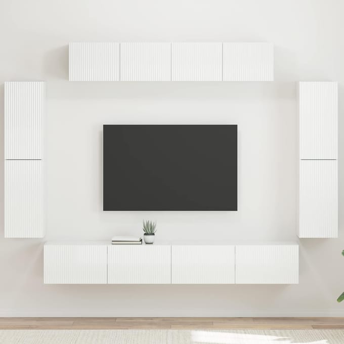 vidaXL - TV - Kast - 8 - st - Hoogglans - wit