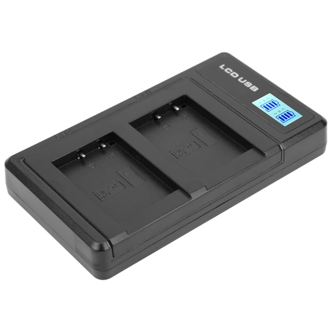 Chargeur de batterie portable pour appareil photo NPBX1, double chargeur USB avec écran LCD black