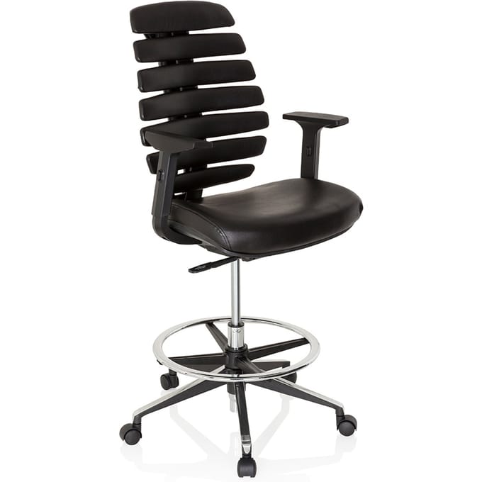 Verhoogde bureaustoel ERGO LINE II WORK Leder zwart hjh OFFICE