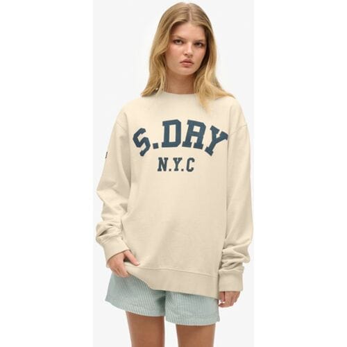 Superdry Athletic Essentials Wijdvallend Sweatshirt White Grootte: 38