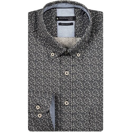 Giordano Overhemd Ivy Button-Down Micro Fantasy Flower Pattern Navy / male