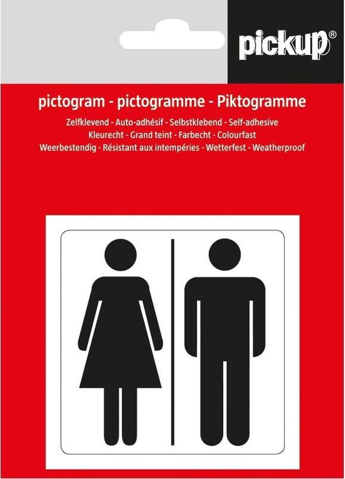 Pickup pictogram Aufkleber 7,5x7,5 cm Doppelsymbol Mann/Frau