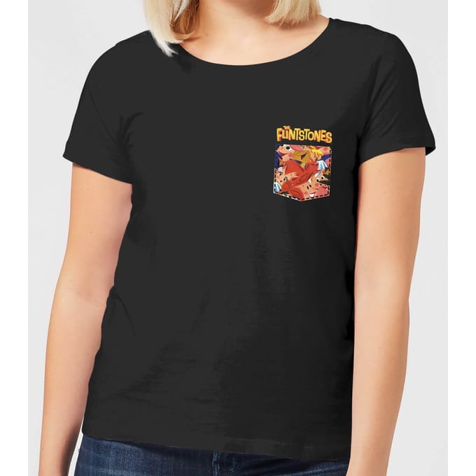 The Flintstones Pocket Pattern Women's T-Shirt - Black - M