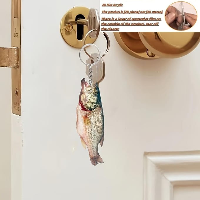 2D Vlak, 1 stuk, Nieuwe Acryl Sleutelhanger, Sleutelring, Visvormige Sleutelhanger, Schattig Klein Cadeautje, 2D Vlak beige