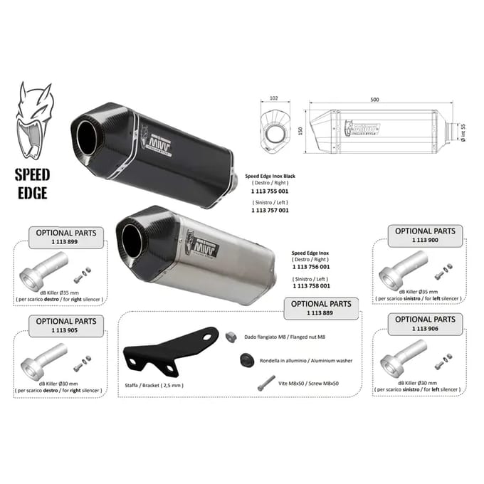 Universele motor demper linkerzijde Mivv Speed Edge