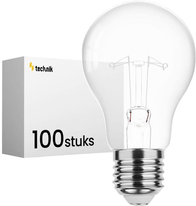 Technik E27 Wolfraam-Gloeilamp Dimbaar 40W - 2700K - Warm Wit - Gloeilamp Globe A55 - 100 stuks