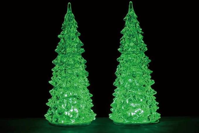 Lemax - Crystal Lighted Tree 3 Color Changeable - Medium - Set van 2