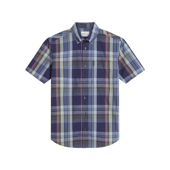 Ben Sherman Geruit herenoverhemd (Schemer Denim)