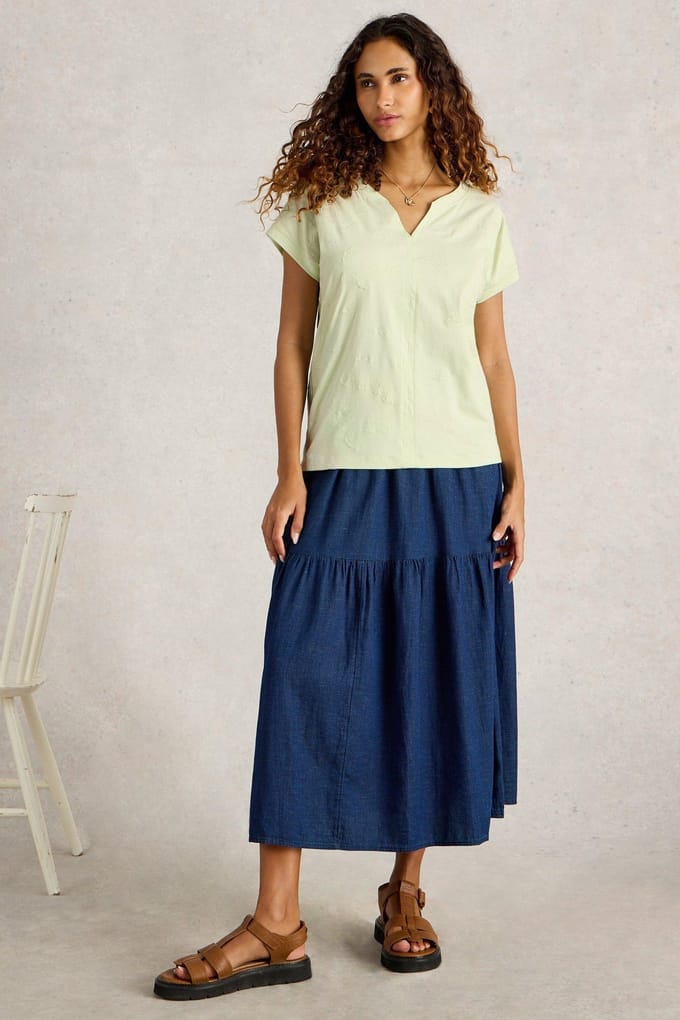 White Stuff Nelly Notch Embroidered Tee Light Green Taglia: 22 | Maglie Sportivi Outlet | Donna | Verde