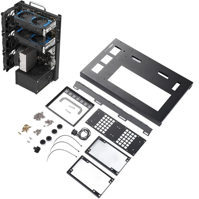 Allecto - DIY Open Frame Computerbehuizing - PC-chassis - Goed Warmteafvoereffect - Stalen Plaat - Ondersteunt M-ATX Moederborden - Ide...