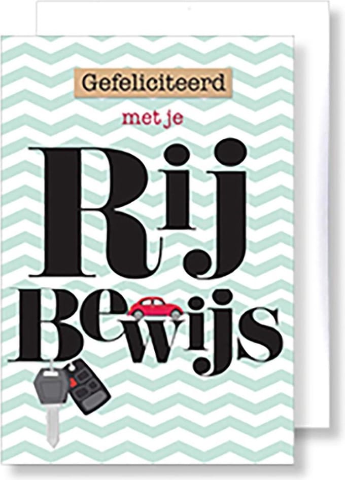 6x dubbele wenskaart met envelop - Rijbewijs - 11,5 x 17 cm