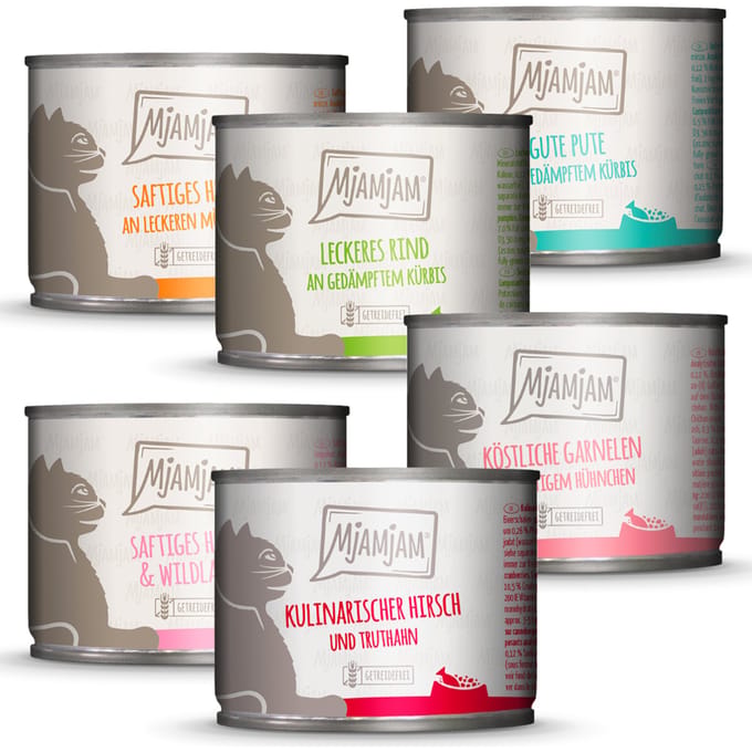6x200g Mix (6 Rassen) MjAMjAM Kattenvoer Nat