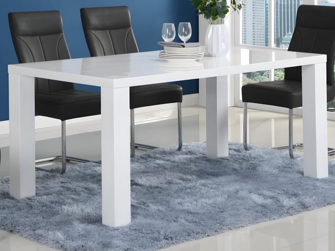 Vente-unique Eettafel MONICA - 6 zitplaatsen - Witgelakt MDF