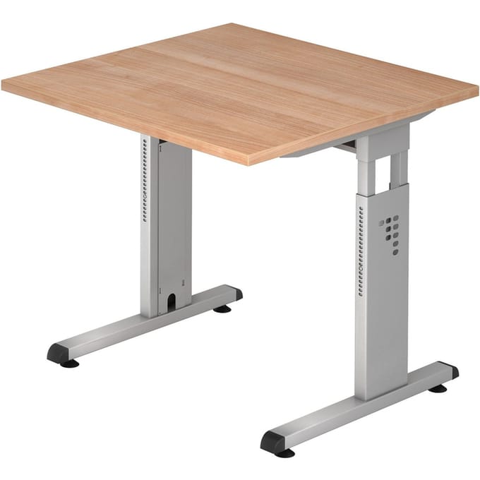 MEGA 8 S | Bureau - 80 x 80 Walnoot/Zilver Tafelhoogte I In hoogte verstelbaar