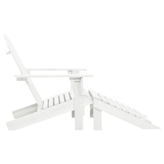 vidaXL - Tuinstoel - met - hocker - hout - wit