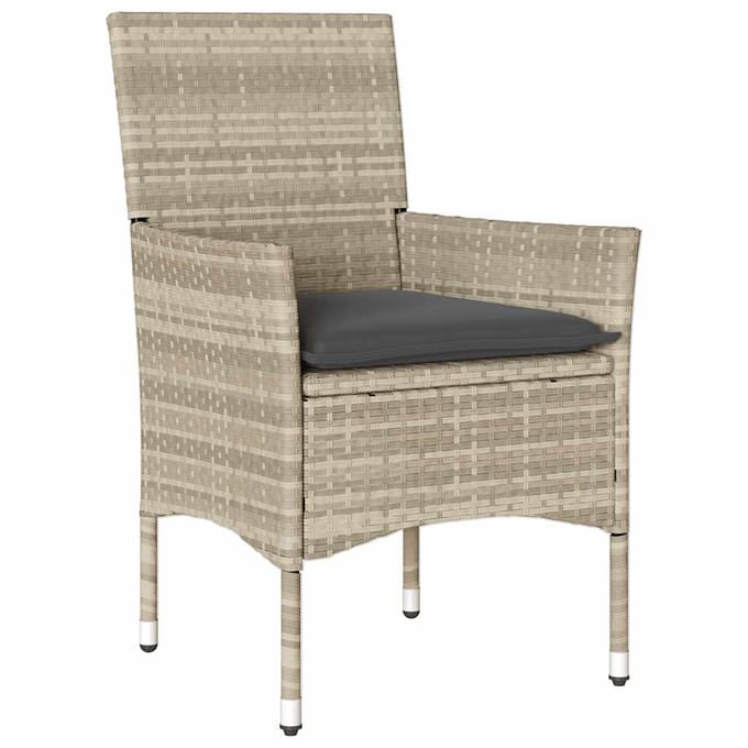 vidaXL - 9-delige - Tuinset - met - kussens - poly - rattan - en - glas - lichtgrijs