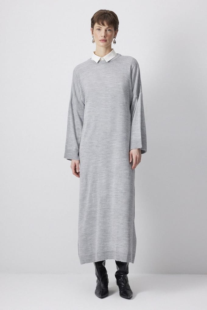 Touché Privé - Oversized gebreide jurk - Grijs - Dames