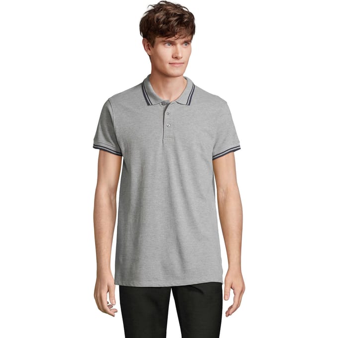 SOLS Heren Pasadena Melange Poloshirt (Grijs Melange/Zwaar)