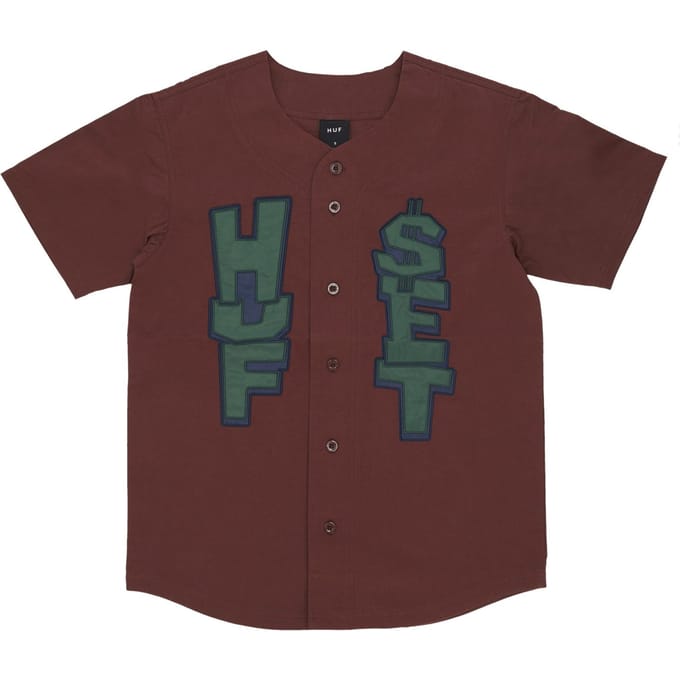 Aubergine Heren Team Baseball Jersey Knopenjack