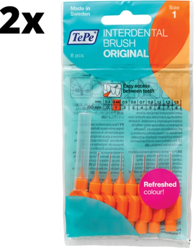 TePe Ragers Oranje 0,45mm - 2 x 8 stuks - Voordeelverpakking