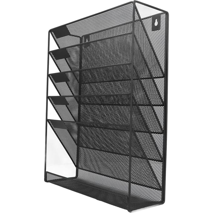 Wanddocumentenorganizer 5 vakken Duurzaam metaal Ruimtebesparend Wandmontage Wanddocumentenhouder voor document gray