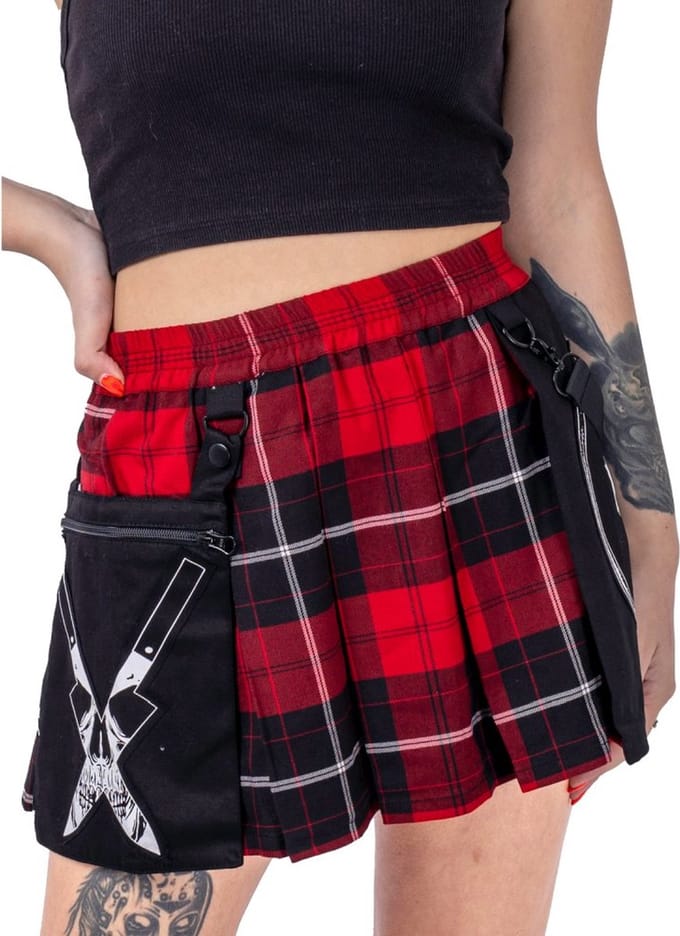 Heartless - SOULESS Korte rok - XL - Rood/Zwart