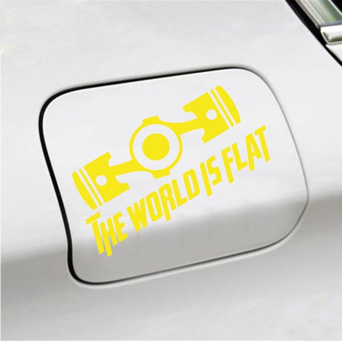 Bumpersticker - The World Is Flat - 14 X 19 - Geel