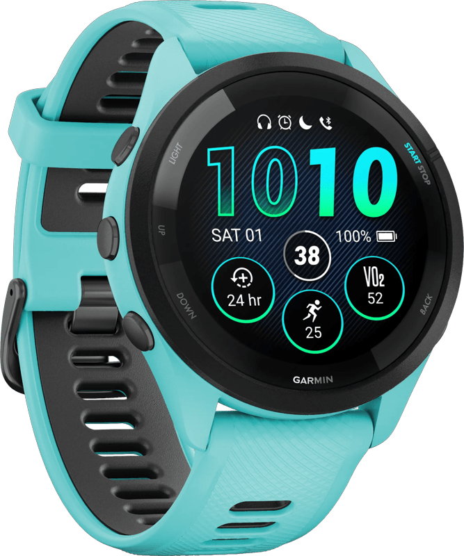 GARMIN Forerunner 265 Smartwatch - Sporthorloge met GPS en Muziek - Hardloop horloge in Blauw/Aqua - 46 mm