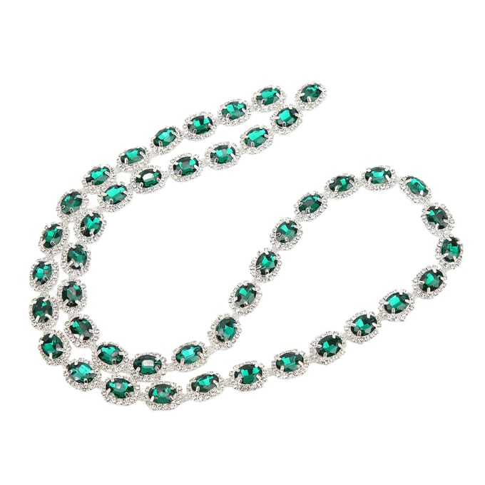 1 Yard Strass Trim 1.5cm Breedte Malachiet Groen Ovale Strass Strook Knipbaar Handgemaakt gray
