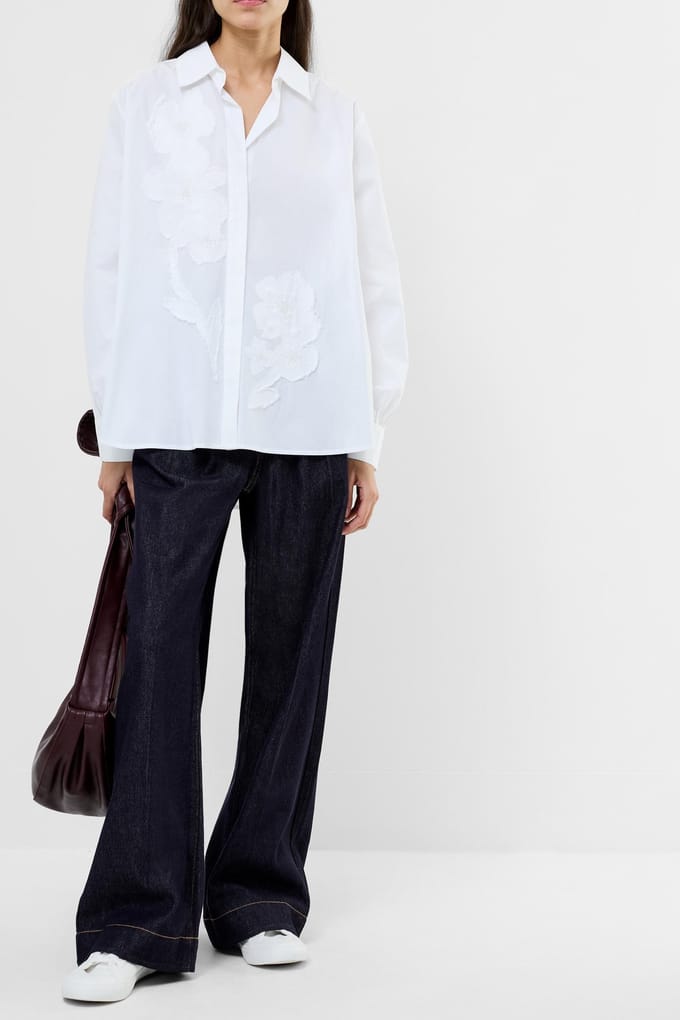 French Connection Cambria Cotton Embellished Shi Linen White Taglia: XS | Magliette intime Outlet | Donna | Bianco