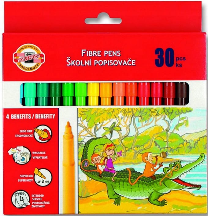 Koh-I-Noor School Markers - 30 Levendige Kleuren, Wasbaar