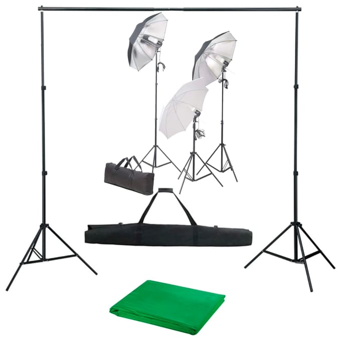 vidaXL - Fotostudioset - met - verlichtingsset - en - achtergrond