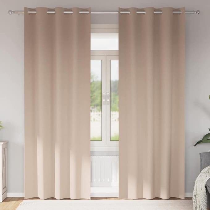 vidaXL - Blackout - Gordijnen - met - Ringen - 2 - st - Taupe - 260 - x - 140 - cm - Polyester