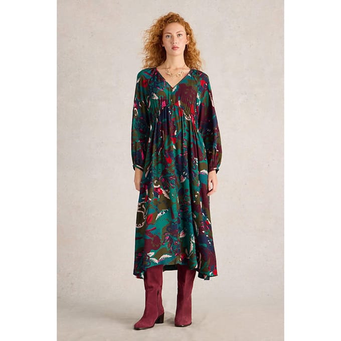 White Stuff Izzy Midi Dress Green Print Größe: 10 REGULAR | Midikleider Outlet | Damen | Grün