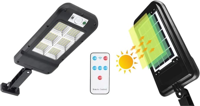 Zonne-LED Buitenlamp met Bewegingsmelder en Afstandsbediening - IP65 Waterdicht