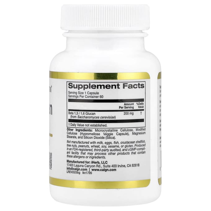 Lake Avenue Nutrition, Beta-glucaan 1-3, 1-6, 200 mg, 60 plantaardige capsules