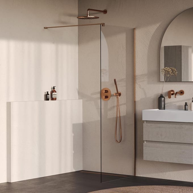Brauer Oblivion - Inloopdouche - Helder Glas - 80 x 200 cm - incl. Glascoating - PVD Koper Geborsteld