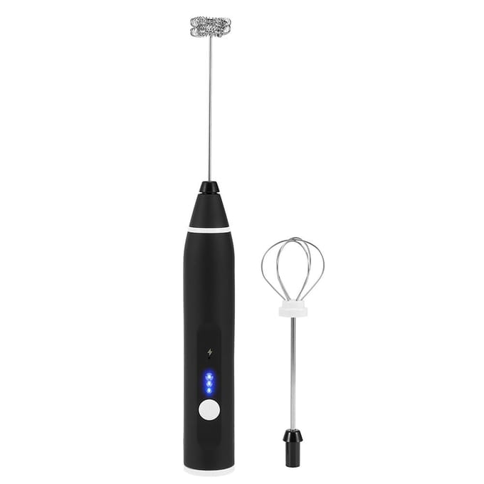 3 Snelheden USB Oplaadbare Elektrische Melkopschuimer Handheld Koffiemixer Roerder Eierklopper L black