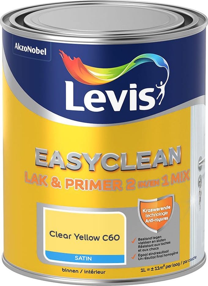 Levis - Easyclean Lak & Primer 2-In-1 Mix - Clear Yellow C60 - Mengverf - 1 L