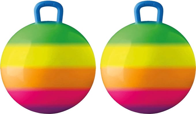 Summer Play Skippybal - 2x - regenboog - 50 cm - buitenspeelgoed voor kinderen