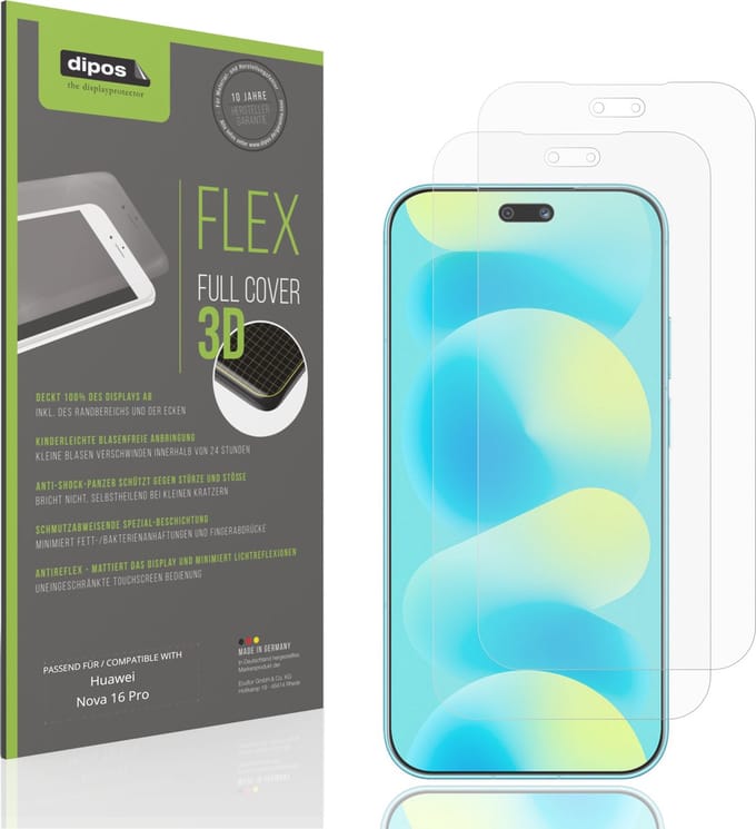 dipos FLEX – 2x Matte Screenprotector geschikt voor Huawei Nova 16 Pro | Volledige Schermbescherming | Case-Friendly